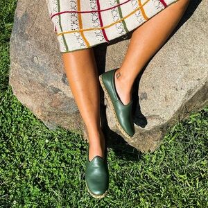 Sabah Denali Green Slip-On Walking Loafer Dark Green Leather Women’s 38